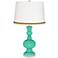 Turquoise Apothecary Table Lamp with Braid Trim