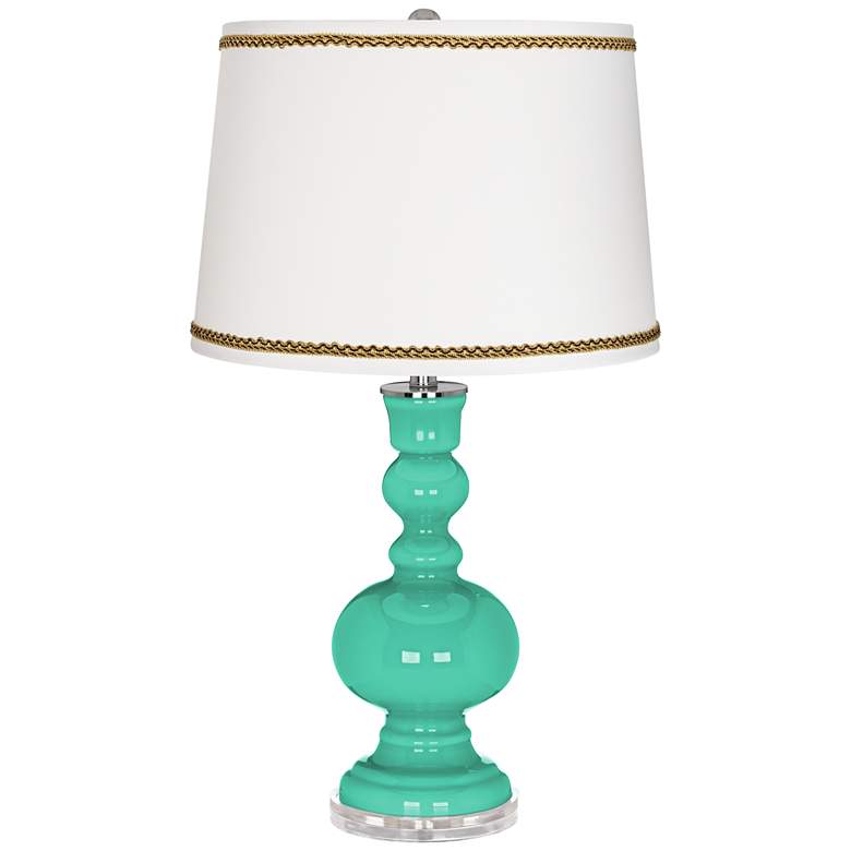 Image 1 Turquoise Apothecary Table Lamp with Twist Scroll Trim