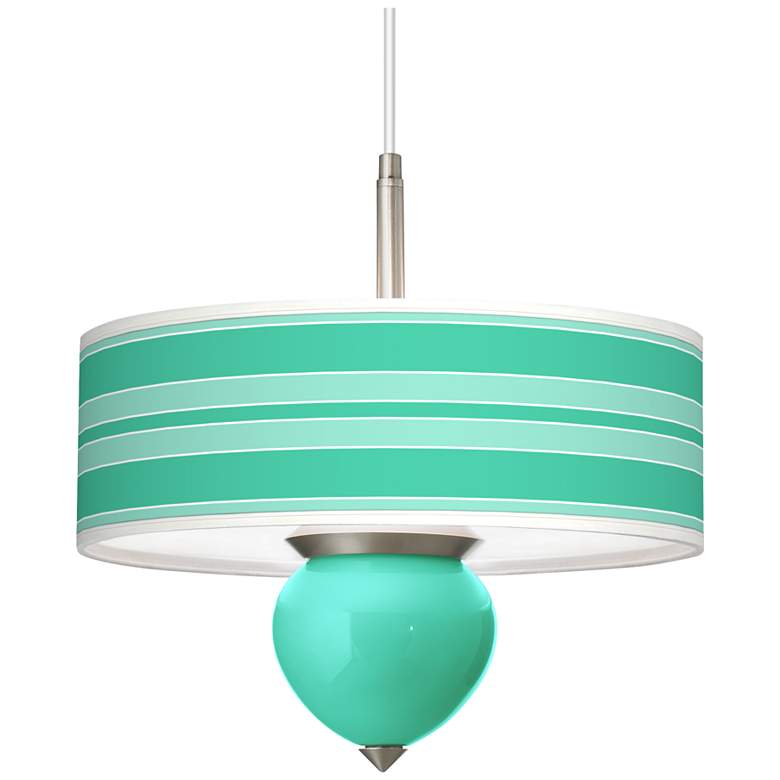 Image 1 Turquoise Bold Stripe Cleo 16 inch Wide Pendant Chandelier