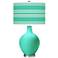 Turquoise Bold Stripe Ovo Table Lamp