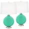 Turquoise Carrie Table Lamp Set of 2 with Dimmers