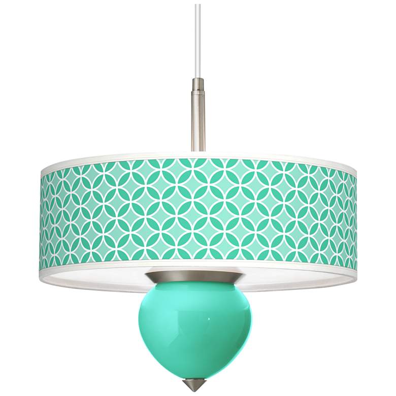 Image 1 Turquoise Circle Rings Cleo 16 inch Wide Pendant Chandelier
