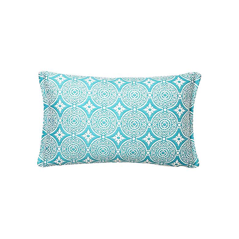 Image 1 Turquoise Circles Rectangular Outdoor Throw Pillow