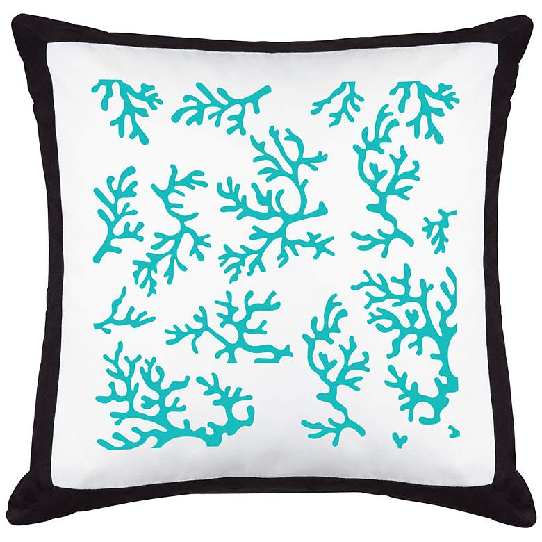 Image 1 Turquoise Coral Black Canvas and Microsuede 18 inchW Pillow