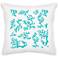 Turquoise Coral White Canvas 18" Square Decorative Pillow