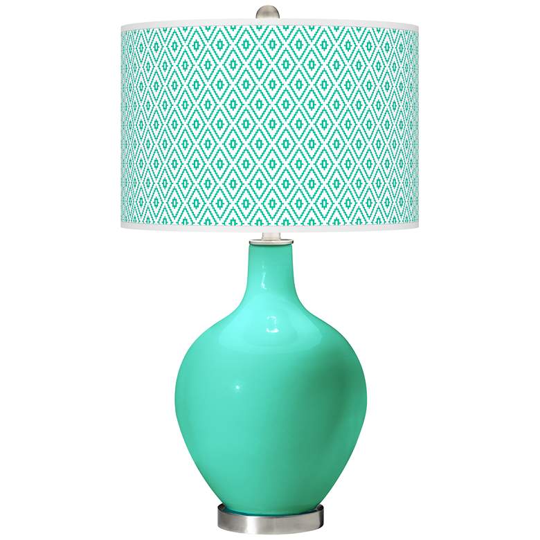 Image 1 Turquoise Diamonds Ovo Table Lamp