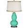 Turquoise Double Gourd Table Lamp with Rhinestone Lace Trim