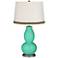 Turquoise Double Gourd Table Lamp with Wave Braid Trim