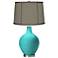 Turquoise Gray Dupioni Silk Shade Ovo Table Lamp