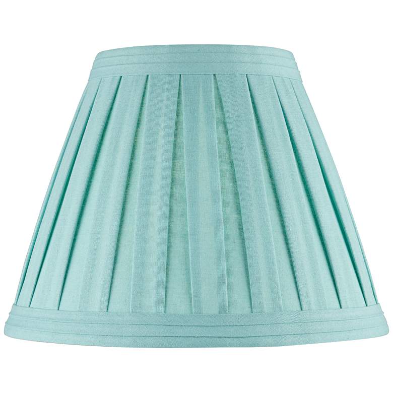 Image 1 Turquoise Linen Box Pleat Empire Lamp Shade 7x14x11 (Spider)