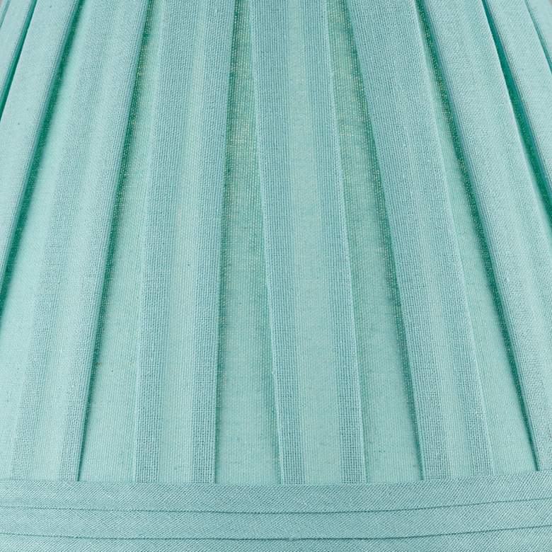 Image 2 Turquoise Linen Box Pleat Empire Lamp Shade 7x14x11 (Spider) more views