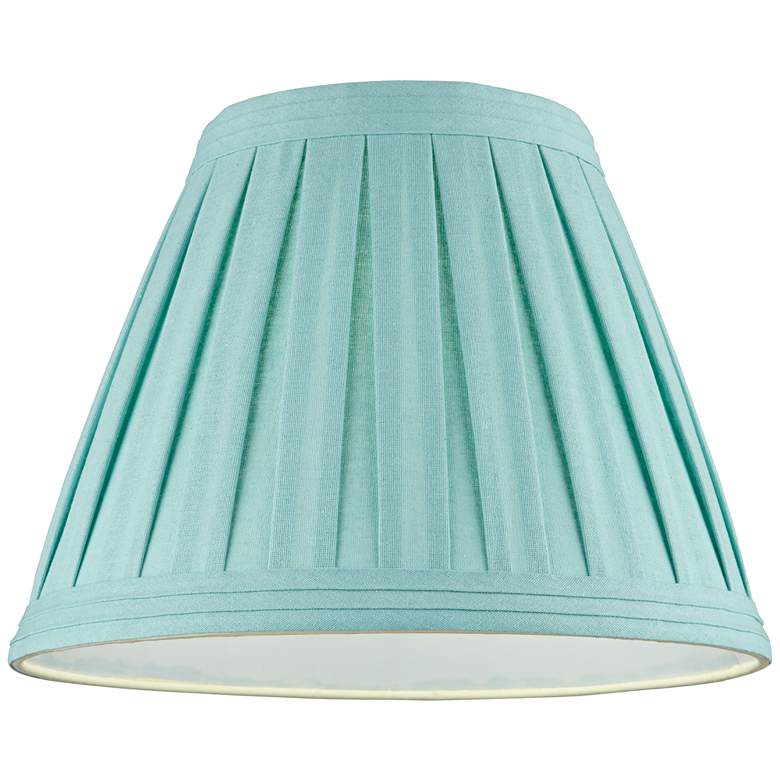 Image 3 Turquoise Linen Box Pleat Empire Lamp Shade 7x14x11 (Spider) more views
