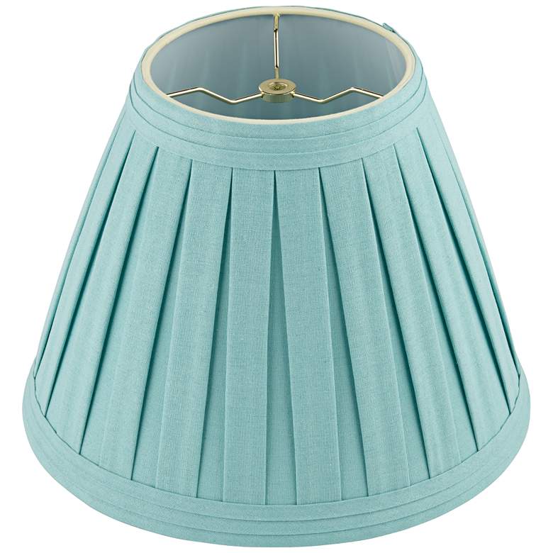 Image 4 Turquoise Linen Box Pleat Empire Lamp Shade 7x14x11 (Spider) more views