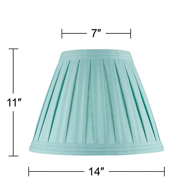 Image 6 Turquoise Linen Box Pleat Empire Lamp Shade 7x14x11 (Spider) more views