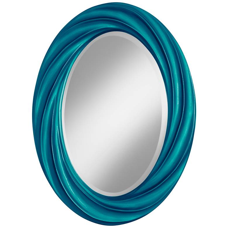 Image 1 Turquoise Metallic 30 inch High Oval Twist Wall Mirror