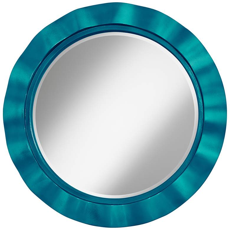 Image 1 Turquoise Metallic 32 inch Round Brezza Wall Mirror
