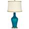 Turquoise Metallic Anya Table Lamp with Relaxed Wave Trim