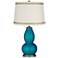 Turquoise Metallic Double Gourd Lamp with Rhinestone Lace Trim