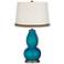 Turquoise Metallic Double Gourd Table Lamp with Wave Braid Trim