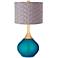 Turquoise Metallic Gray Pleated Drum Shade Wexler Table Lamp
