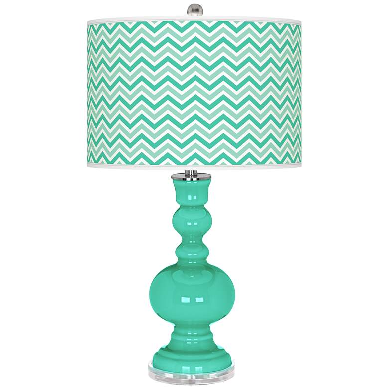 Image 1 Turquoise Narrow Zig Zag Apothecary Table Lamp