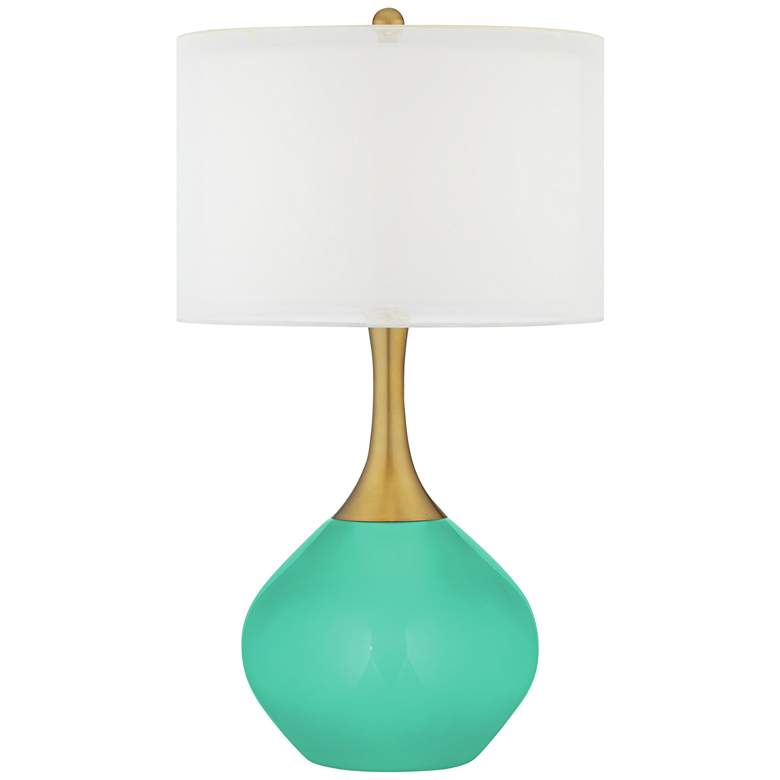 Image 1 Turquoise Nickki Brass Modern Table Lamp