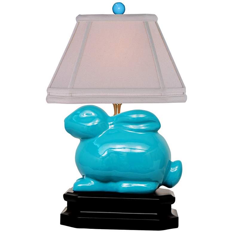 Image 1 Turquoise Porcelain Bunny Table Lamp