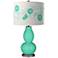 Turquoise Rose Bouquet Double Gourd Table Lamp