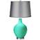 Turquoise - Satin Light Gray Shade Ovo Table Lamp