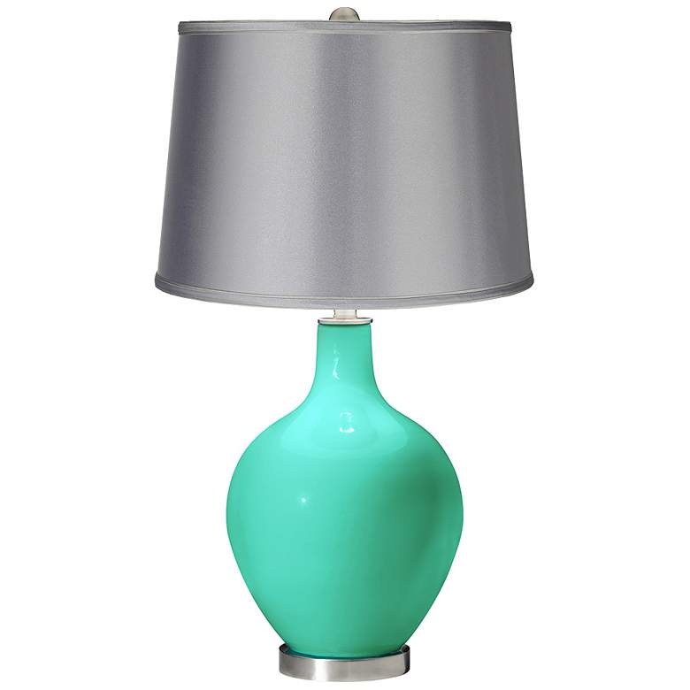 Image 1 Turquoise - Satin Light Gray Shade Ovo Table Lamp