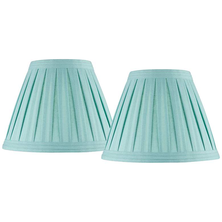 Image 1 Turquoise Set of 2 Pleat Empire Lamp Shades 7x14x11 (Spider)