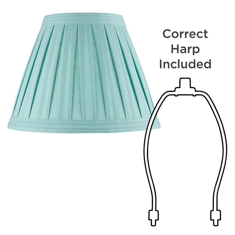 Image 6 Turquoise Set of 2 Pleat Empire Lamp Shades 7x14x11 (Spider) more views