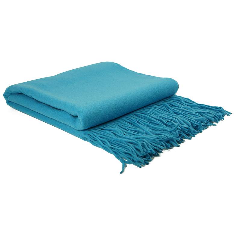 Image 1 Turquoise Signature Cashmere Blend Waterwave Throw Blanket