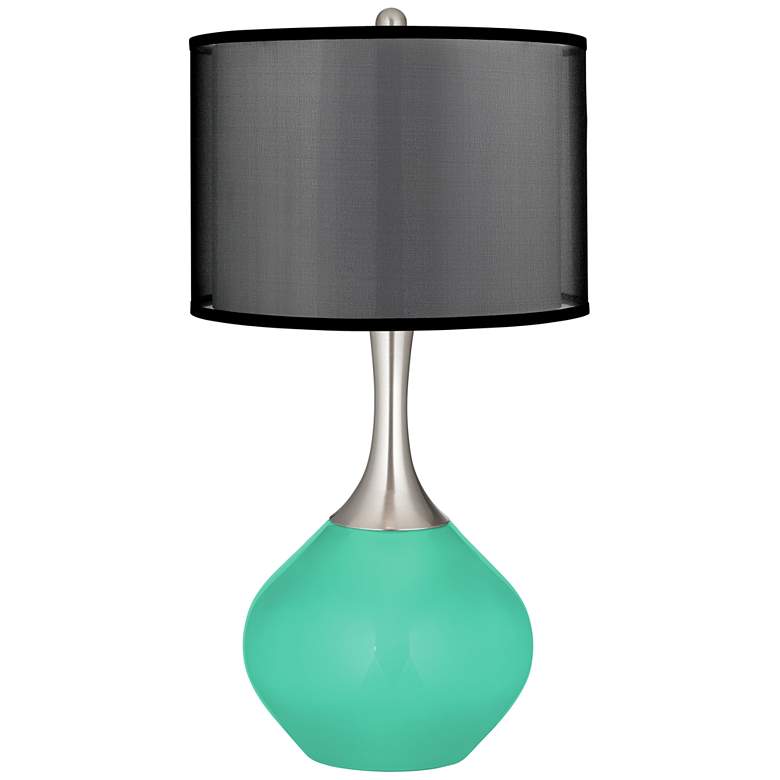 Image 1 Turquoise Spencer Table Lamp with Organza Black Shade
