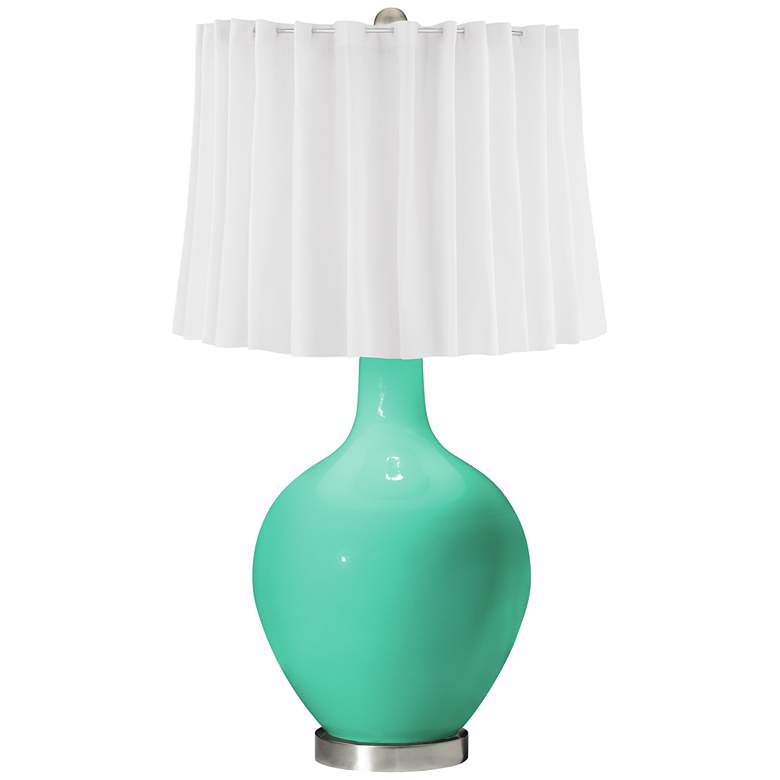 Image 1 Turquoise White Curtain Ovo Table Lamp