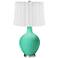 Turquoise White Curtain Ovo Table Lamp
