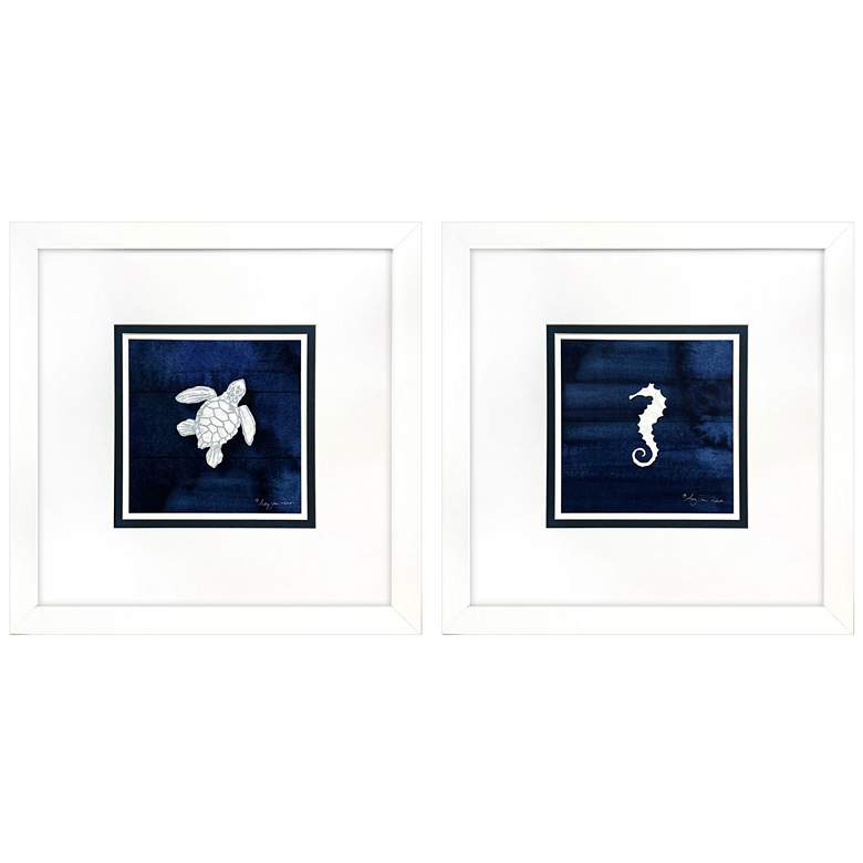 Image 1 Turtle Seahorse 23"W x 23"H Framed Wall Art Set of 2