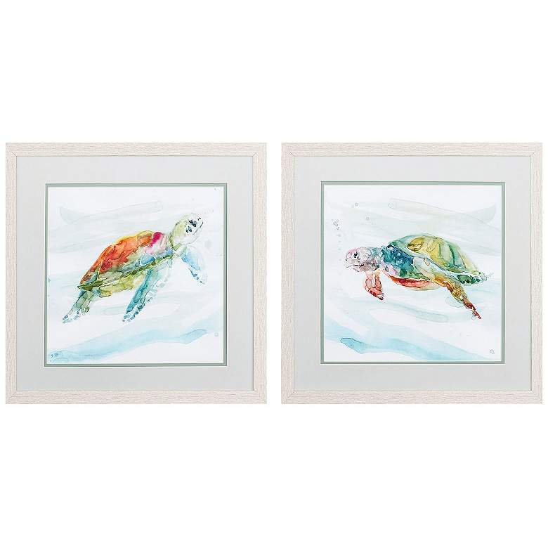 Image 1 Turtle Tropics 17"W x 17"H Framed Art Set of 2