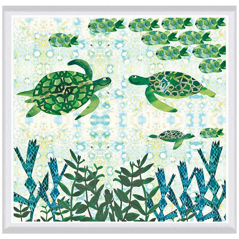 Image 1 Turtles 24 inch Square White Framed Canvas Art