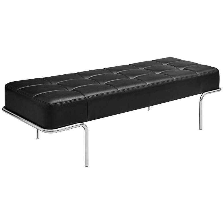 Image 1 Tuscan Black Faux Leather Backless Bench