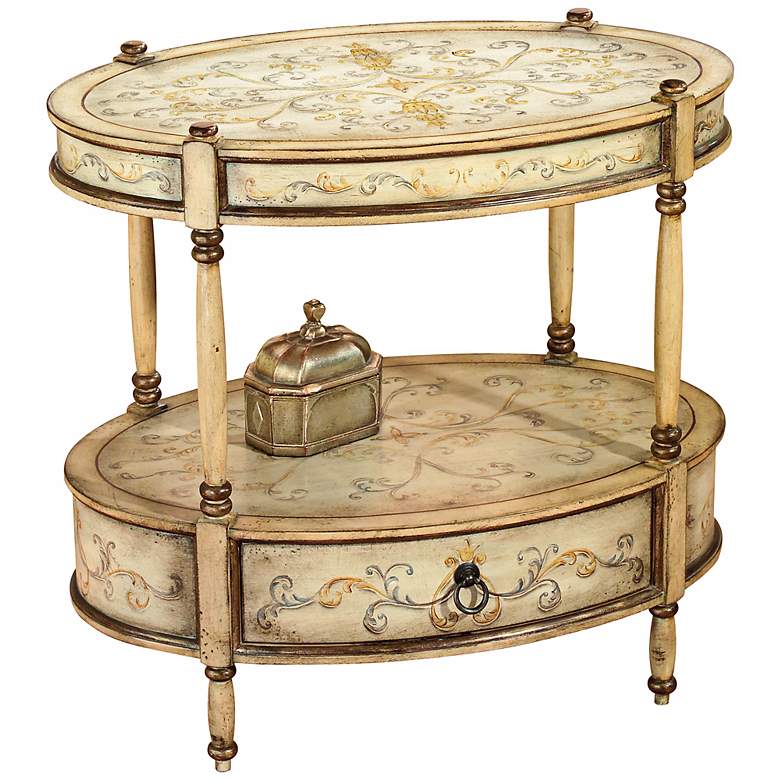 Image 1 Tuscan Cream Hand Painted Oval Accent Table