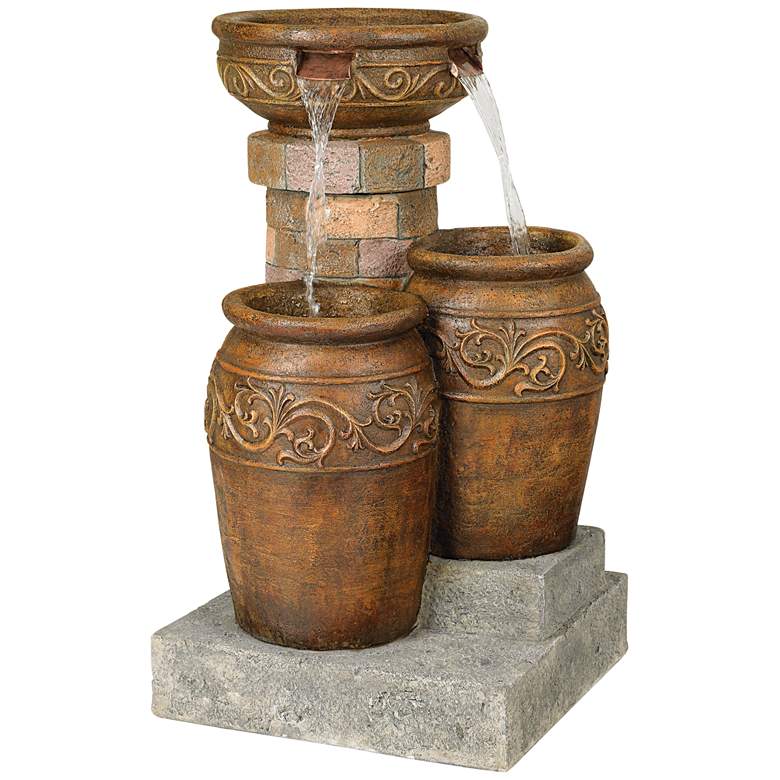 Image 3 Tuscan Faux Stone 31 1/2 inch High LED Floor Patio Fountain