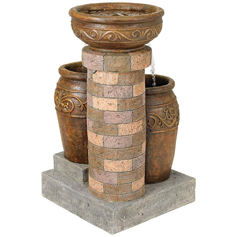 Image 6 Tuscan Faux Stone 31 1/2 inch High LED Floor Patio Fountain more views