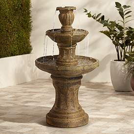 Image2 of Tuscan Garden 41 1/2" Dark Stone Finish Traditional Tiered Fountain