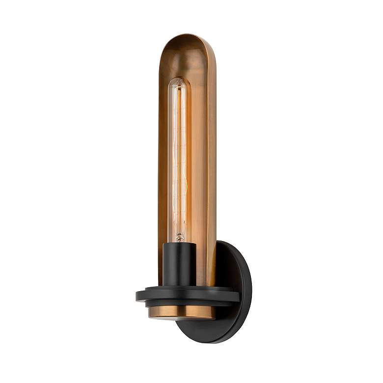 Image 2 Tuscon 15 1/4" High Patina Brass and Soft Black Wall Sconce more views