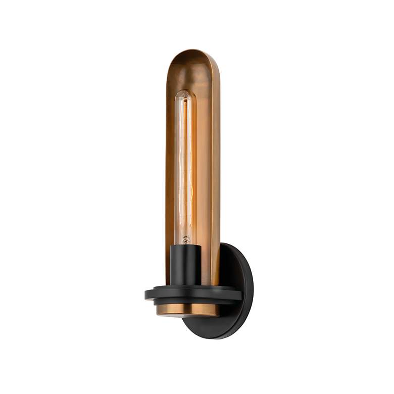 Image 5 Tuscon 15 1/4" High Patina Brass and Soft Black Wall Sconce more views
