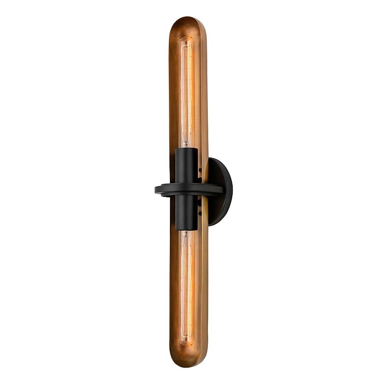 Image 1 Tuscon 25 1/2"H Patina Brass and Black 2-Light Wall Sconce
