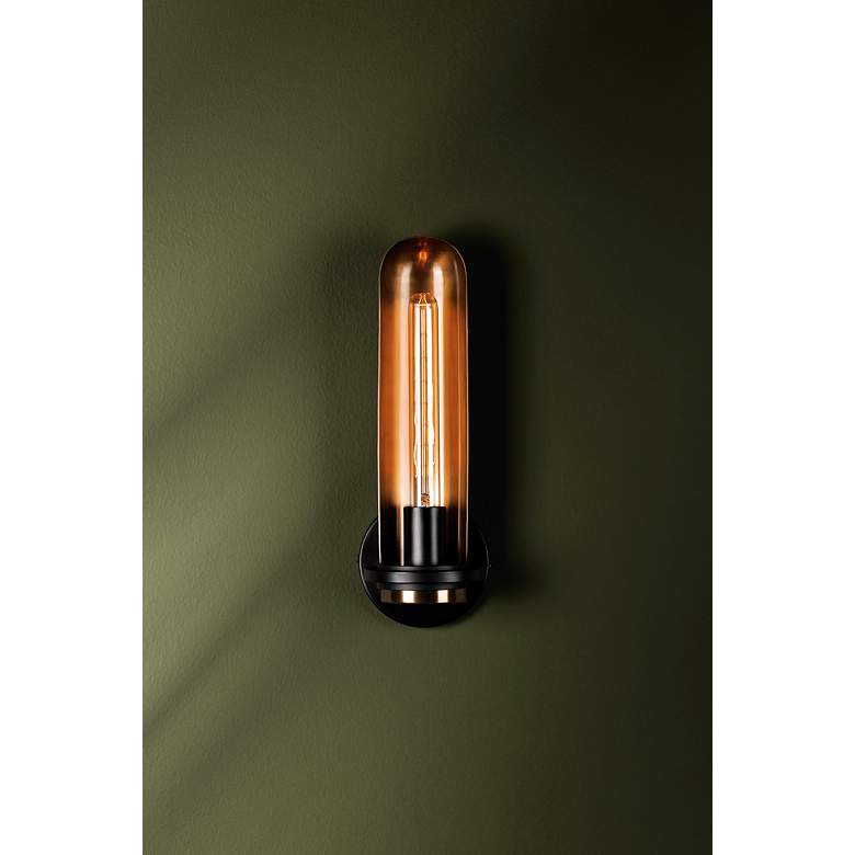 Image 3 Tuscon 25 1/2"H Patina Brass and Black 2-Light Wall Sconce more views