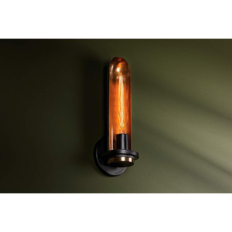 Image 4 Tuscon 25 1/2"H Patina Brass and Black 2-Light Wall Sconce more views