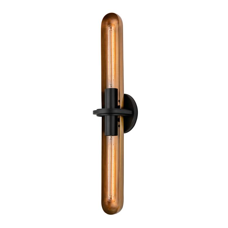 Image 6 Tuscon 25 1/2"H Patina Brass and Black 2-Light Wall Sconce more views